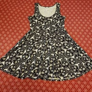 Goth Sugar Skull Skater Dress Size Large